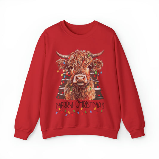 highland cow christmas Unisex Heavy Blend™ Crewneck Sweatshirt