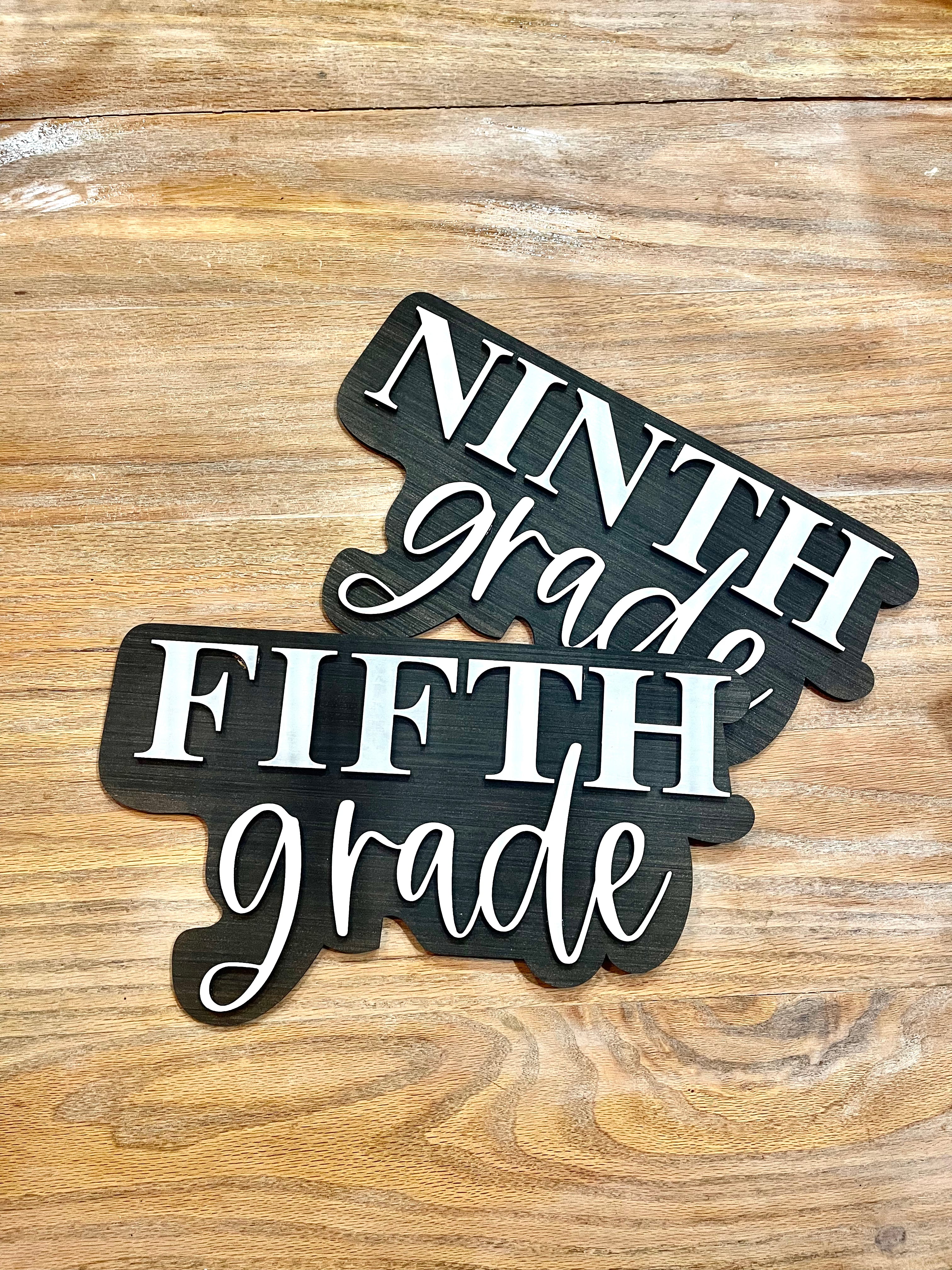 Black and white Personalized 3D grade level Cut Out Sign – Simply Stained  Shop