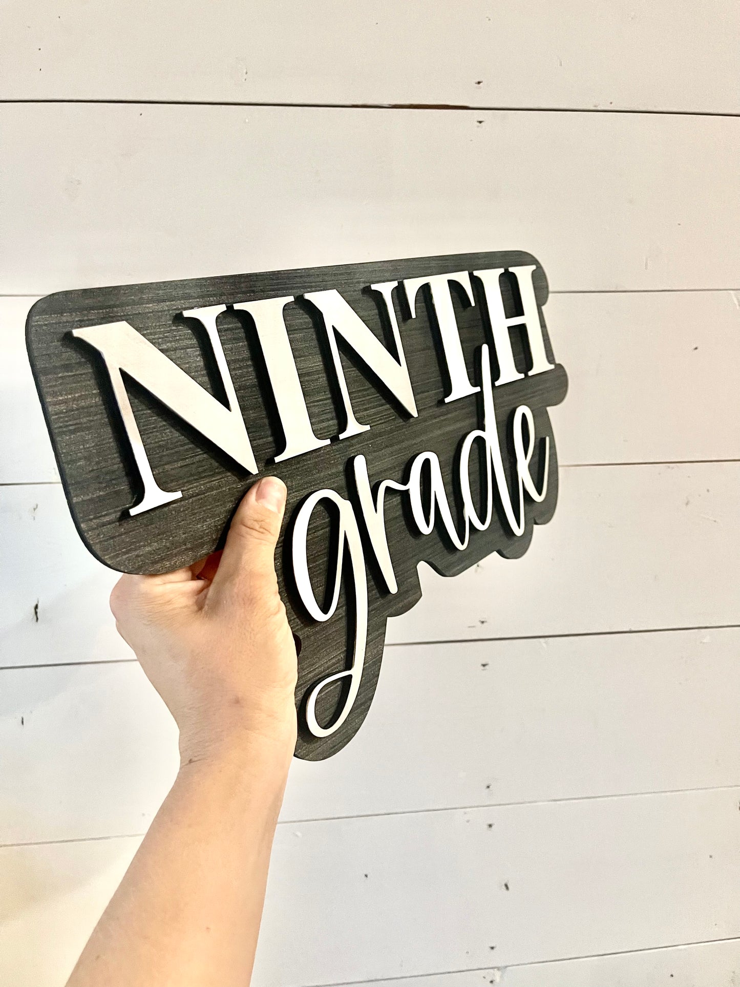 Black and white Personalized 3D grade level Cut Out Sign