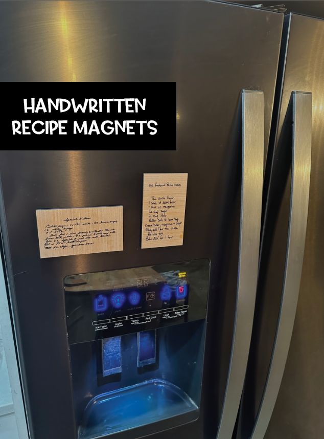 Your actual handwritten Recipe/Letter transferred to wood refrigerator magnet Sign