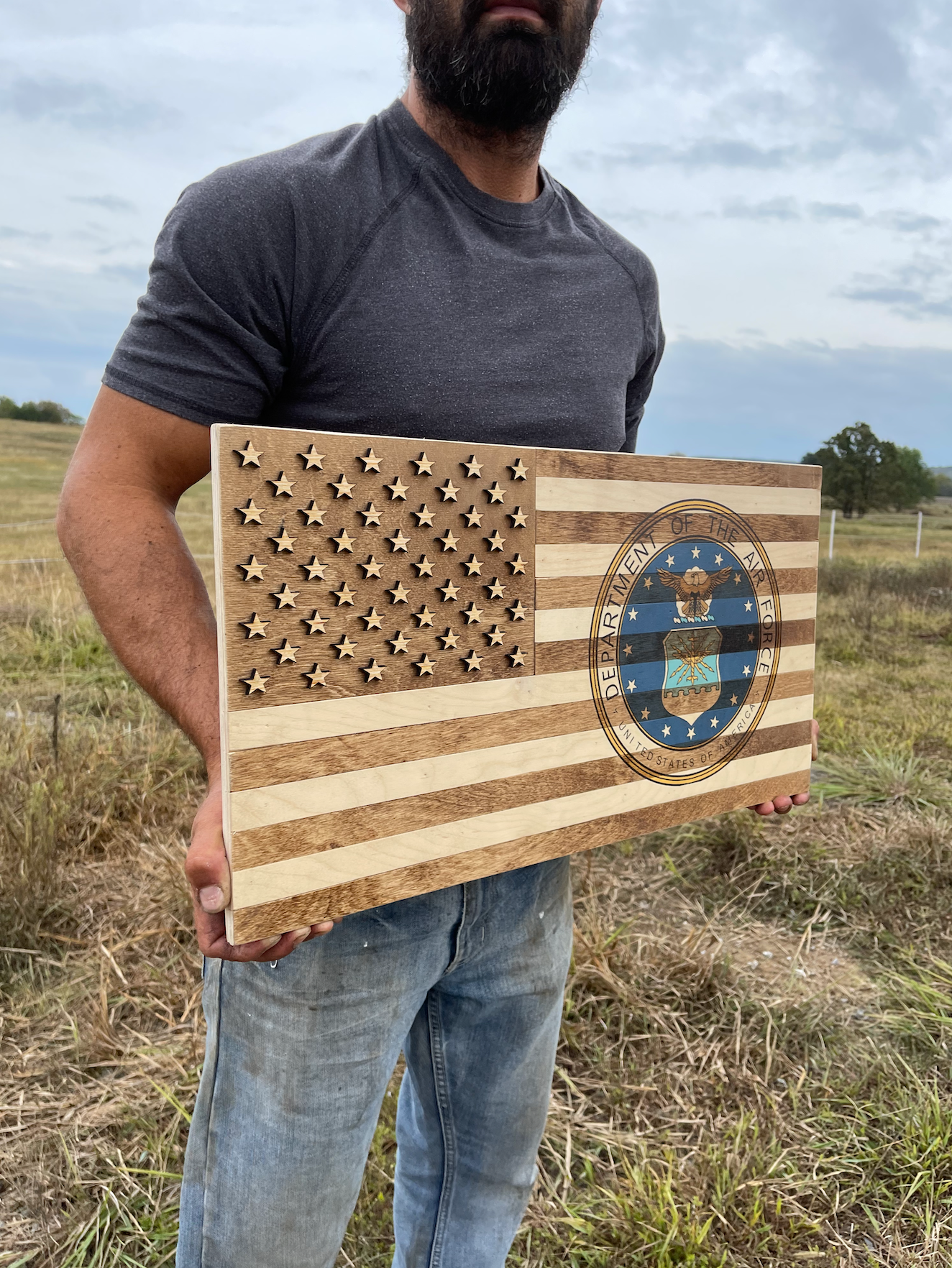 American Flag; Wood Sign; military seal, 3d