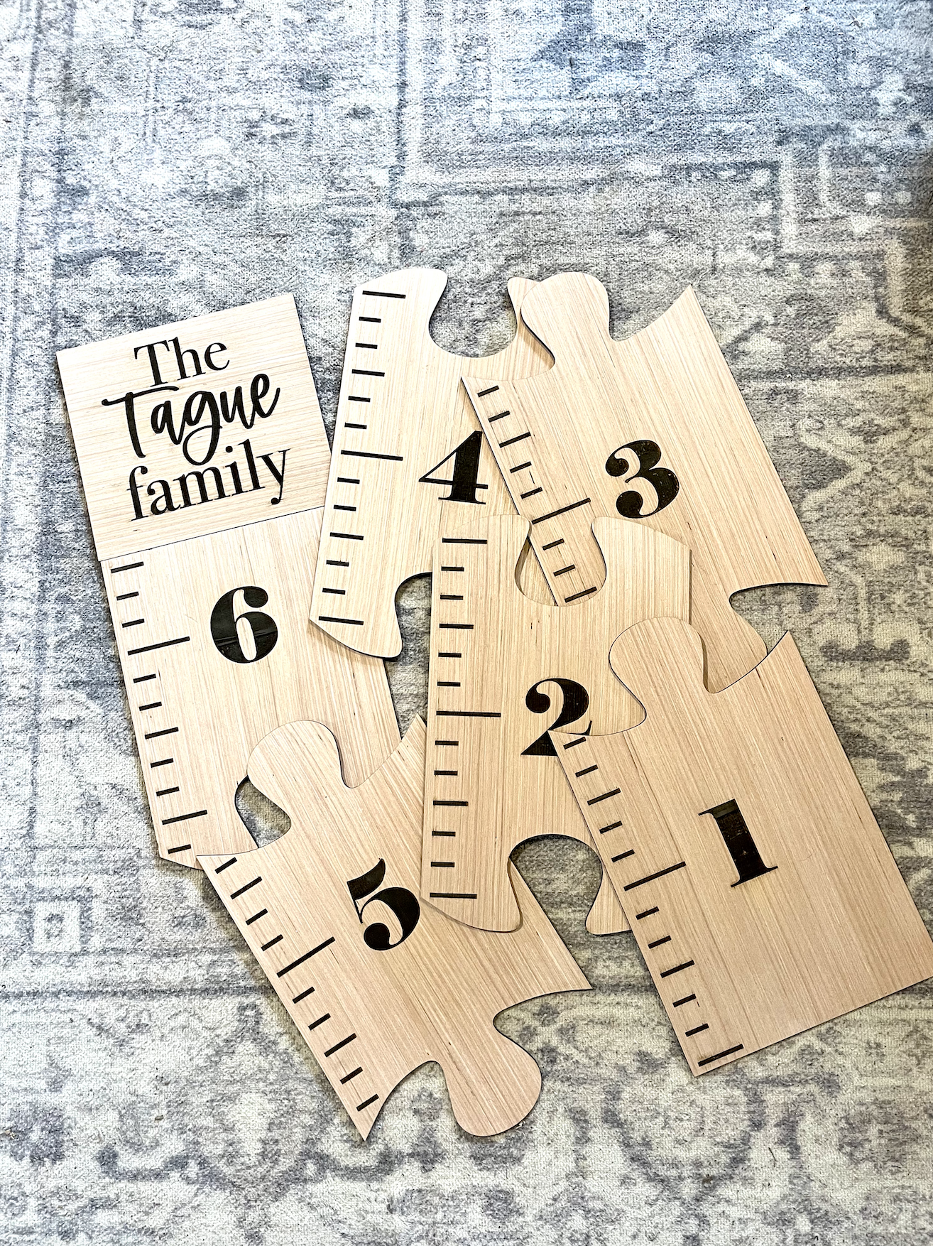 Personalized Custom Growth Chart Ruler Puzzle Playroom Decor Wood Growth Chart Nursery Signs Kids Baby Gift