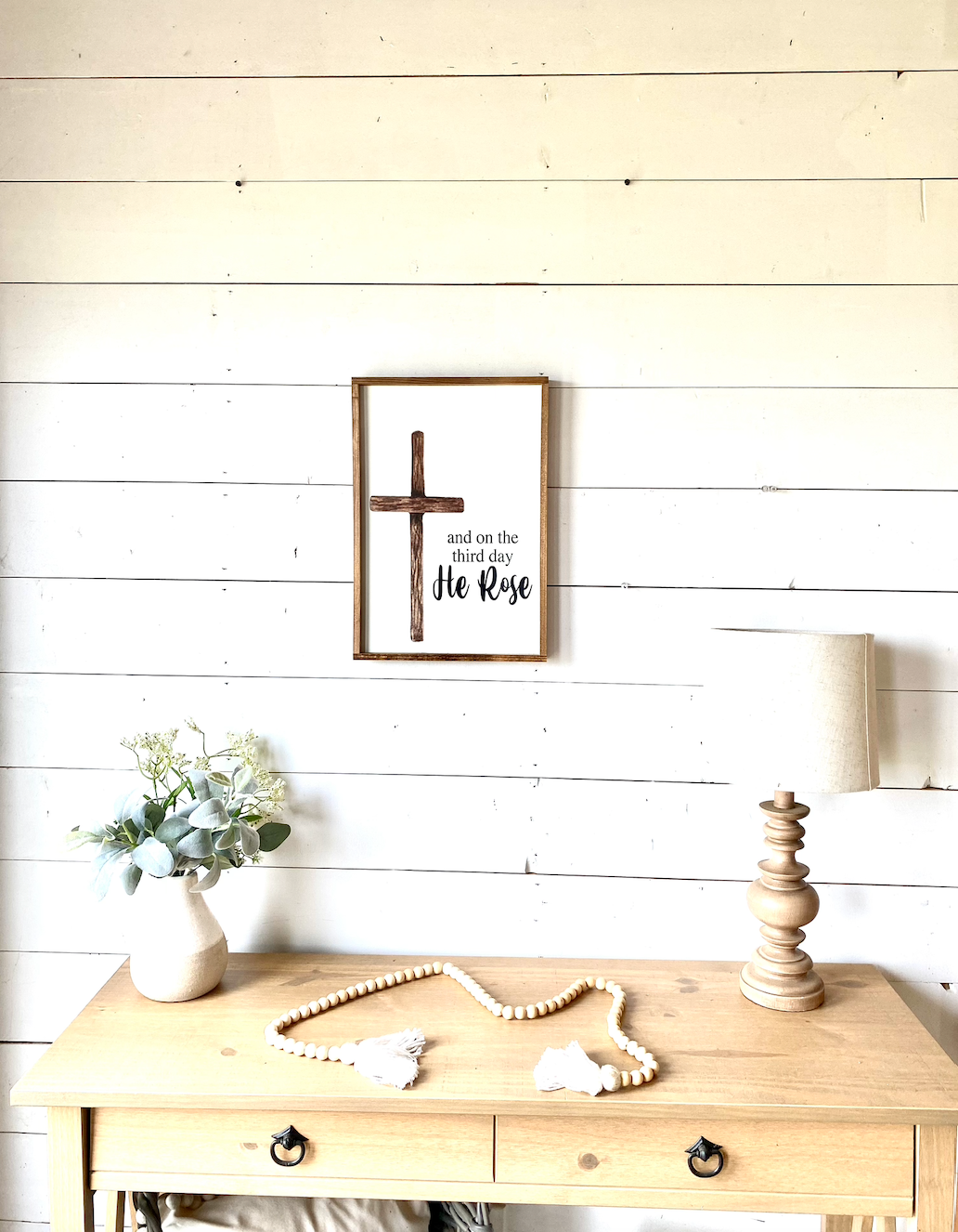 And on the third day he rose Cross  wood sign easter 23