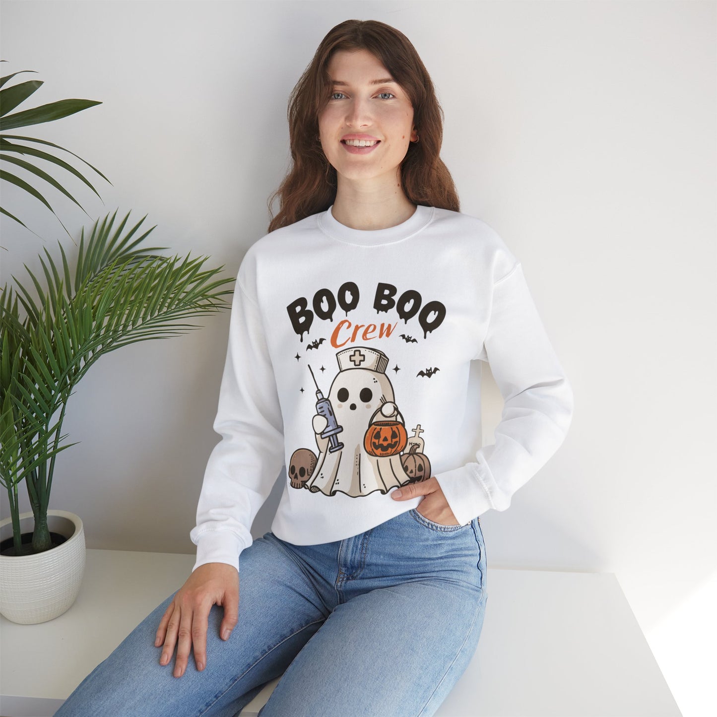 cute ghost halloween Unisex Heavy Blend™ Crewneck Sweatshirt