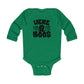 Here for the Boos Baby Halloween humor  Long Sleeve Onsie