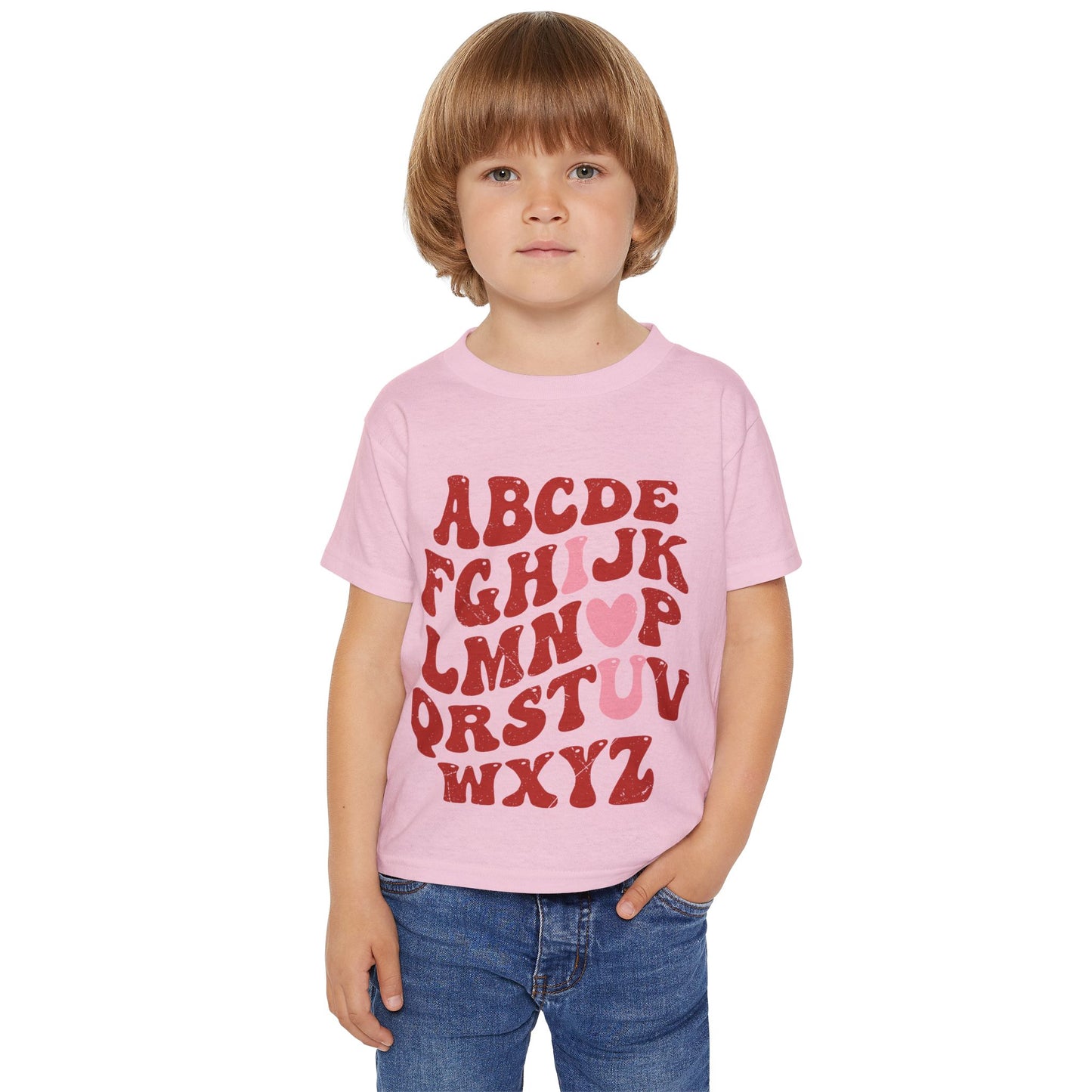 I 🩷 U retro abc's Valentine's Dat Heavy Cotton™ Toddler T-shirt