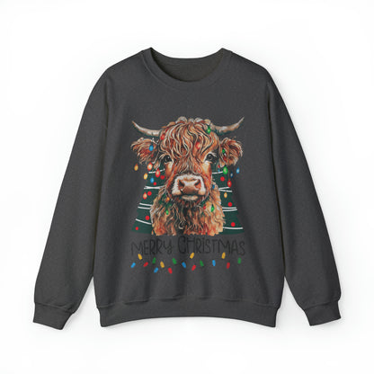 highland cow christmas Unisex Heavy Blend™ Crewneck Sweatshirt