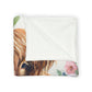 Floral watercolor highland cow Soft Polyester Blanket