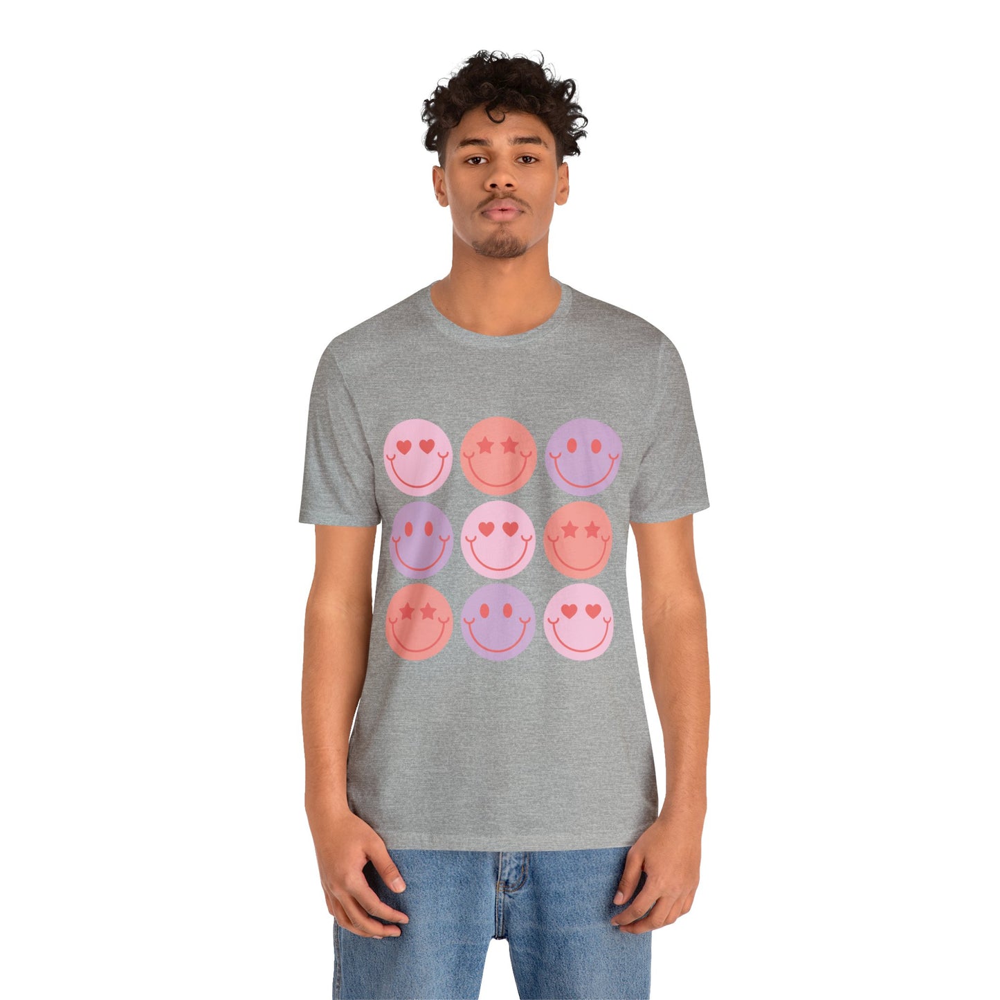 retro groovy smiley face valentines day Unisex Jersey Short Sleeve Tee