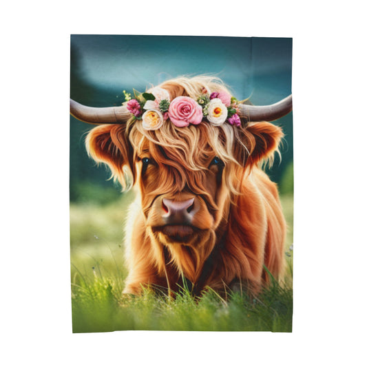 Velveteen Plush Highland Cow Blanket