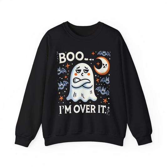 boo i'm over it halloween humor Unisex Heavy Blend™ Crewneck Sweatshirt