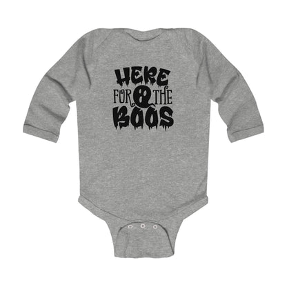 Here for the Boos Baby Halloween humor  Long Sleeve Onsie