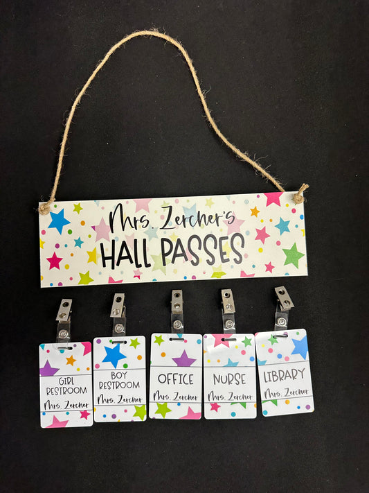 Bright Stars Acrylic Classroom Hall Pass set