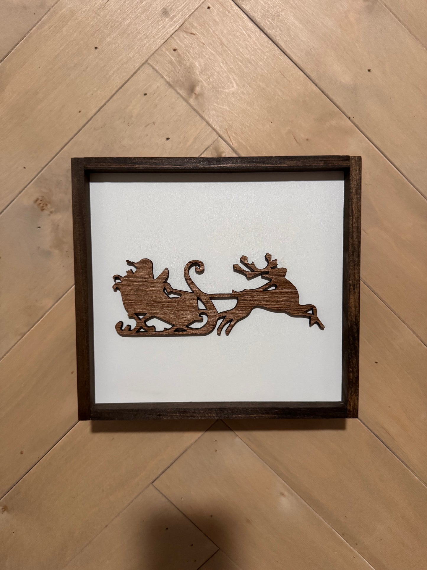 3D Santa and reindeer sign, Farmhouse Wood Christmas Sign, laser art