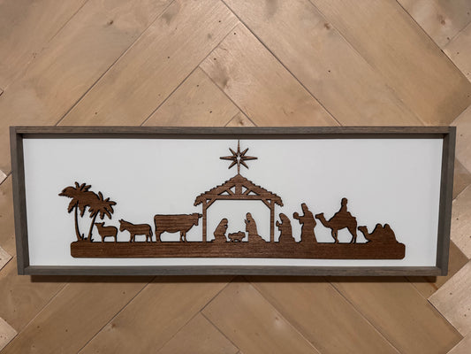 3D Nativity Sign, Farmhouse Wood Christmas Sign, laser art