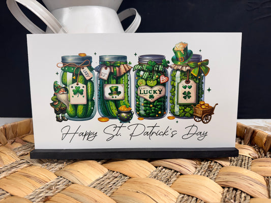 St. Patrick's Day Mason Jar Shelf Sitter – 6x11 Wooden Sign