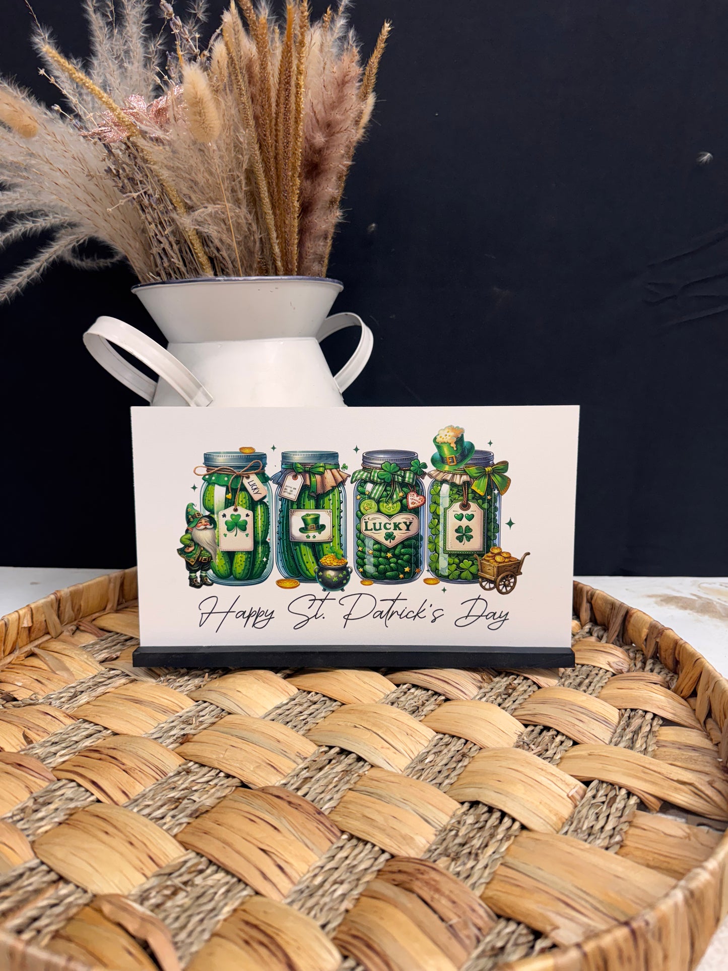 St. Patrick's Day Mason Jar Shelf Sitter – 6x11 Wooden Sign