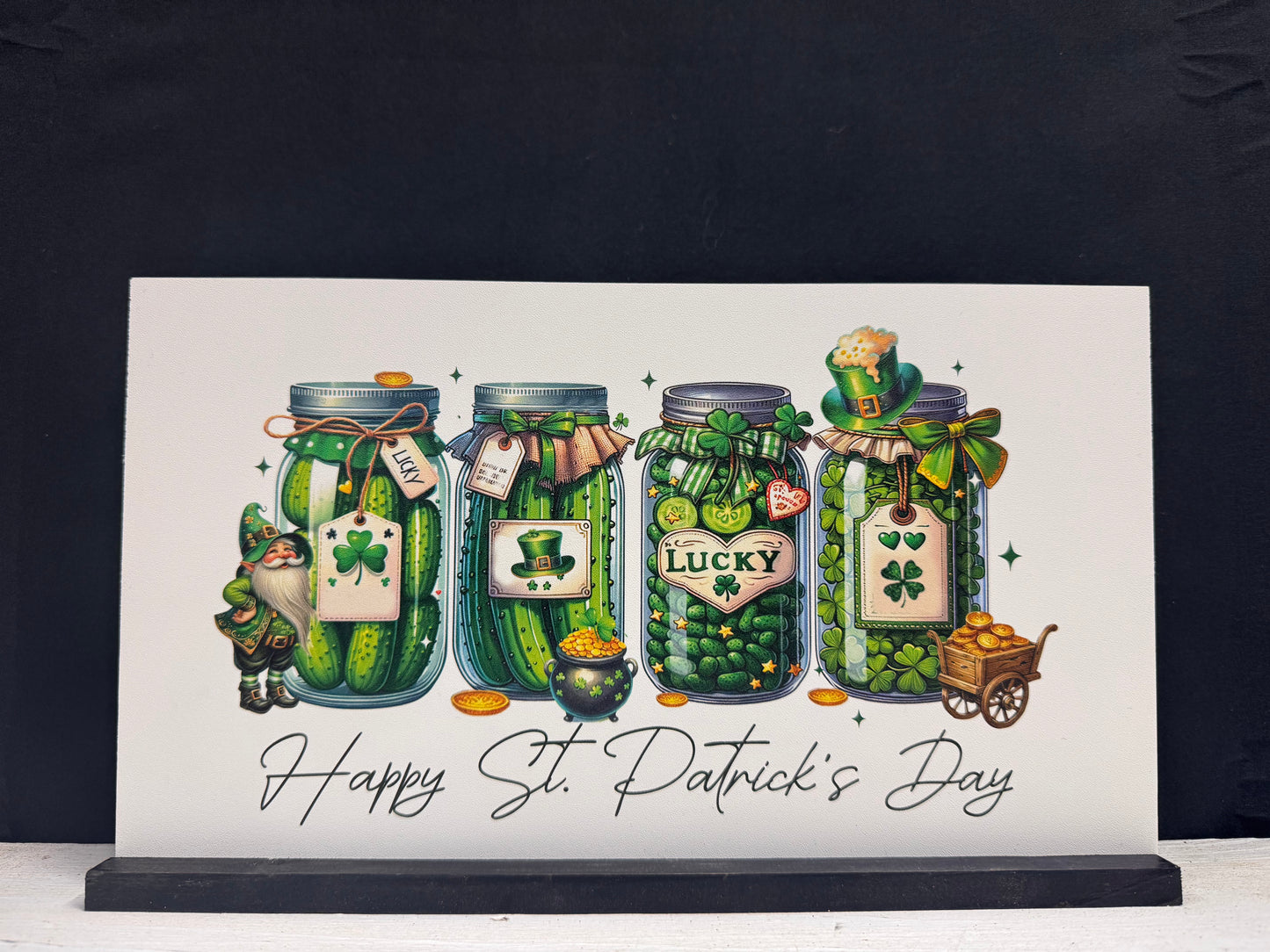 St. Patrick's Day Mason Jar Shelf Sitter – 6x11 Wooden Sign