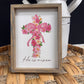 He Is Risen Pink Floral Cross Spring/Easter Wood Sign