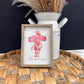 He Is Risen Pink Floral Cross Spring/Easter Wood Sign