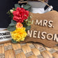 Flower Teacher Name wood hanger sign