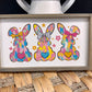 Colorful Easter Bunny with bow wood sign