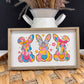 Colorful Easter Bunny with bow wood sign