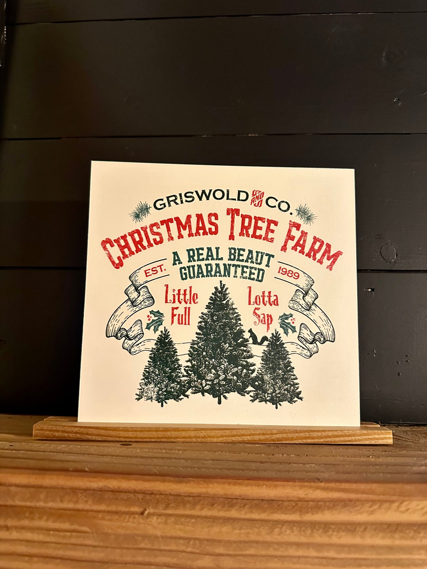 Griswold's christmas tree farm wood sign shelf sitter