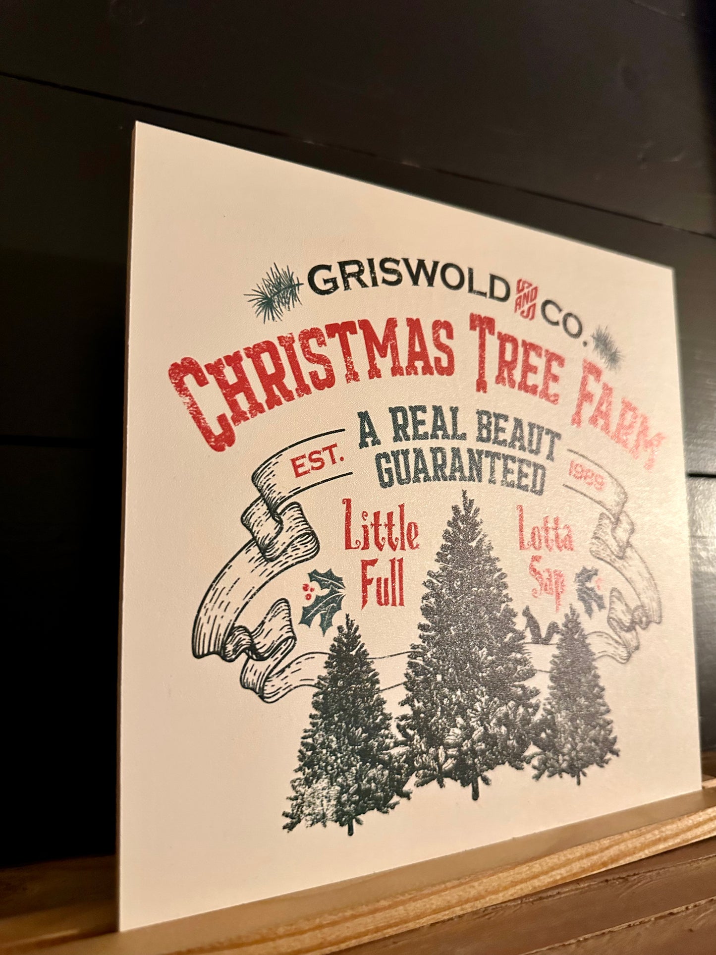 Griswold's christmas tree farm wood sign shelf sitter