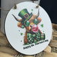 Happy St. Patricks Day highland cow Circle Wood Sign hanging circle