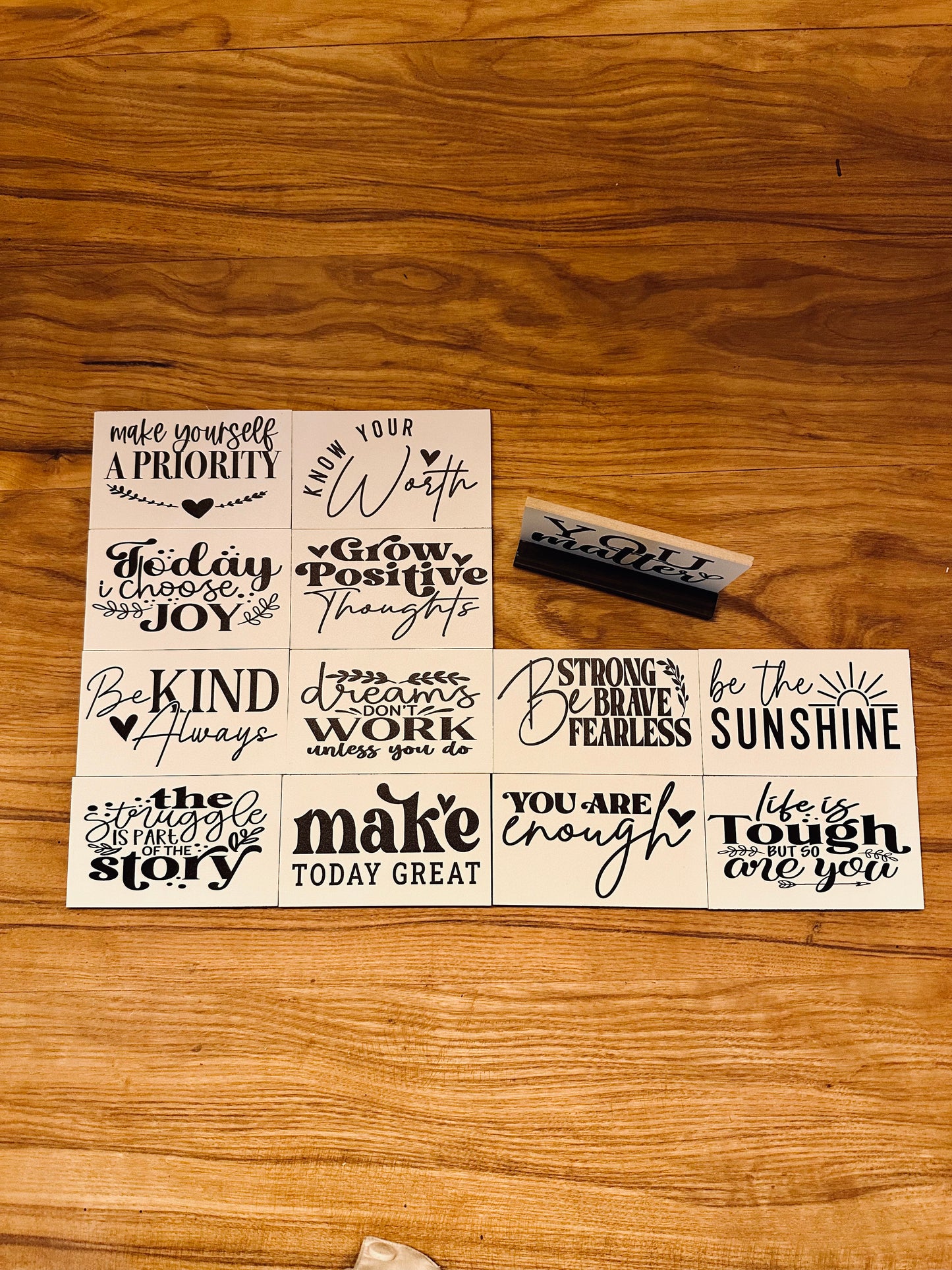 Fortune Sayings Mini Desk Signs; motivation wood sign