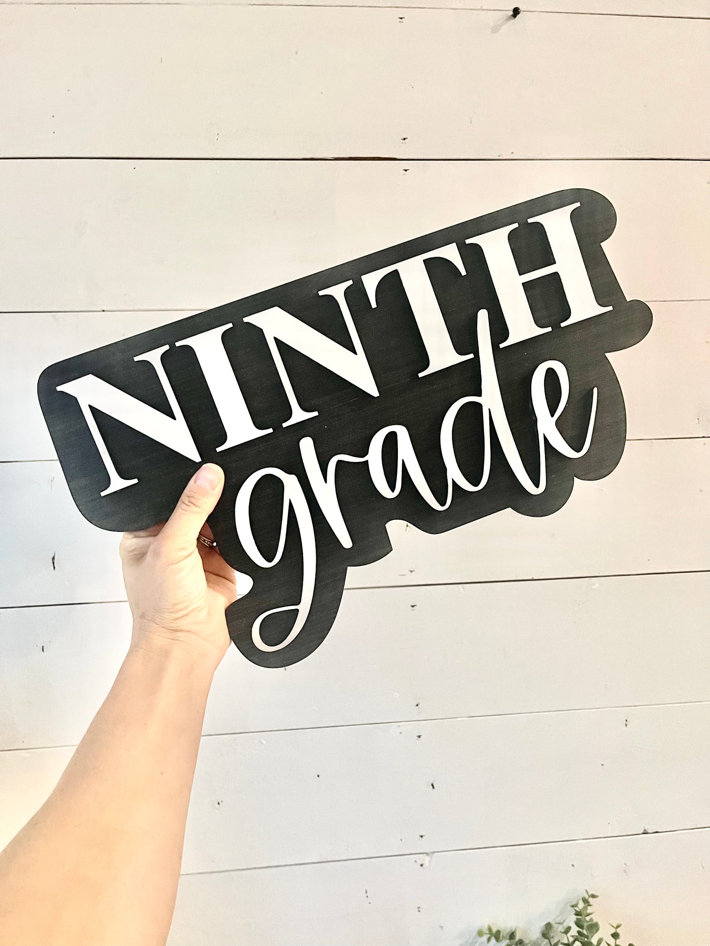 Black and white Personalized 3D grade level Cut Out Sign