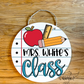paper Pencil apple Circle Teacher Name Sign; wood Round sign