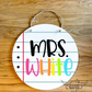 Colorful lined paper Pencil apple Circle Teacher Name Sign; wood Round sign