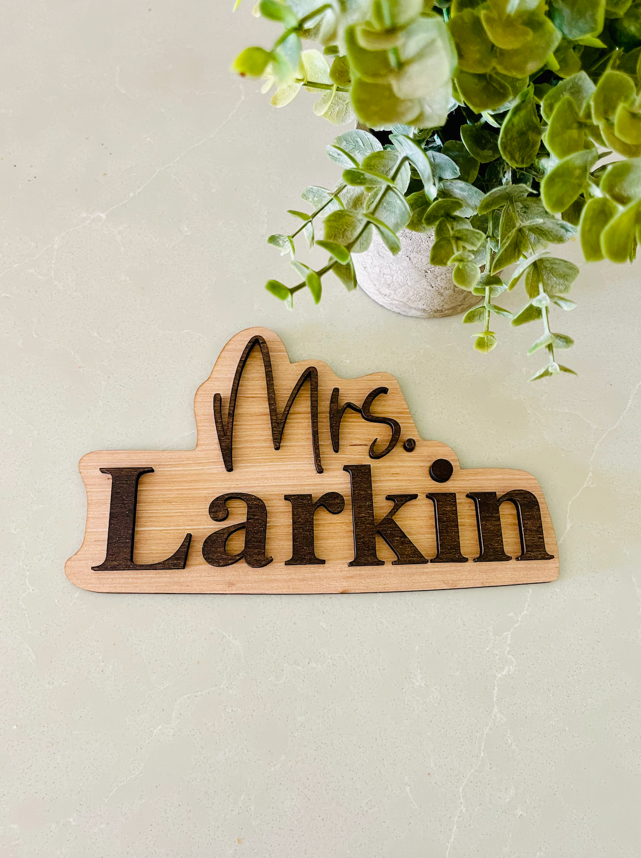 Wood Personalized 3D Teacher Name Cut Out Sign