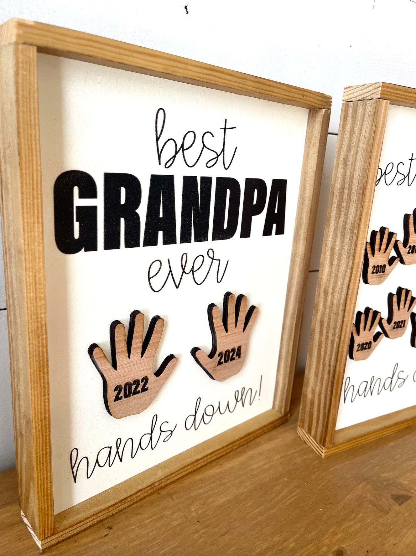 customized Best Dad Ever Handprint Wood Sign; Father's Day Gift; Grandpa Hands Down