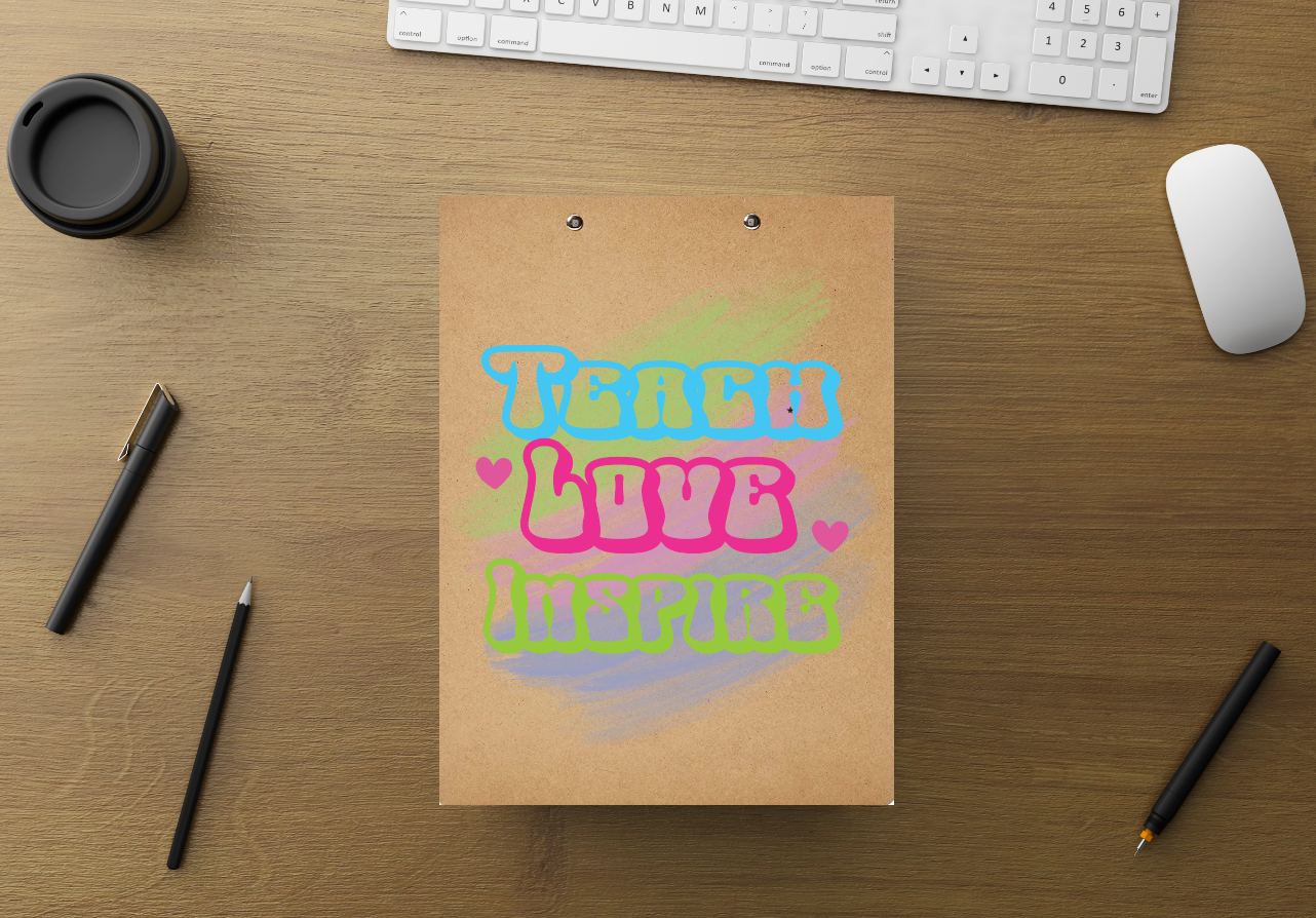 Teach Love Inspire colorful groovy  Teacher Clipboard