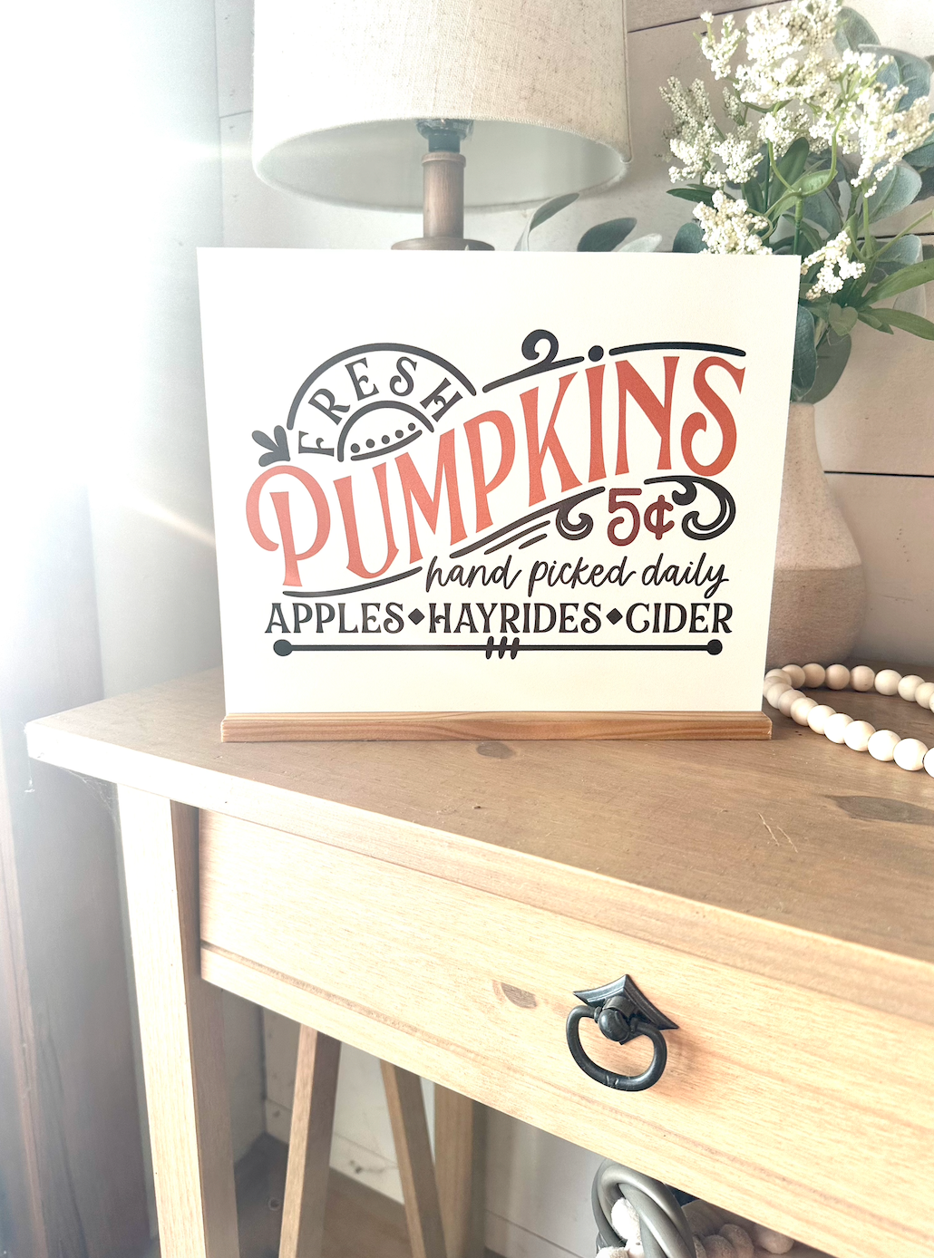 Fresh pumpkins hand picked fall 2023 new wood sign