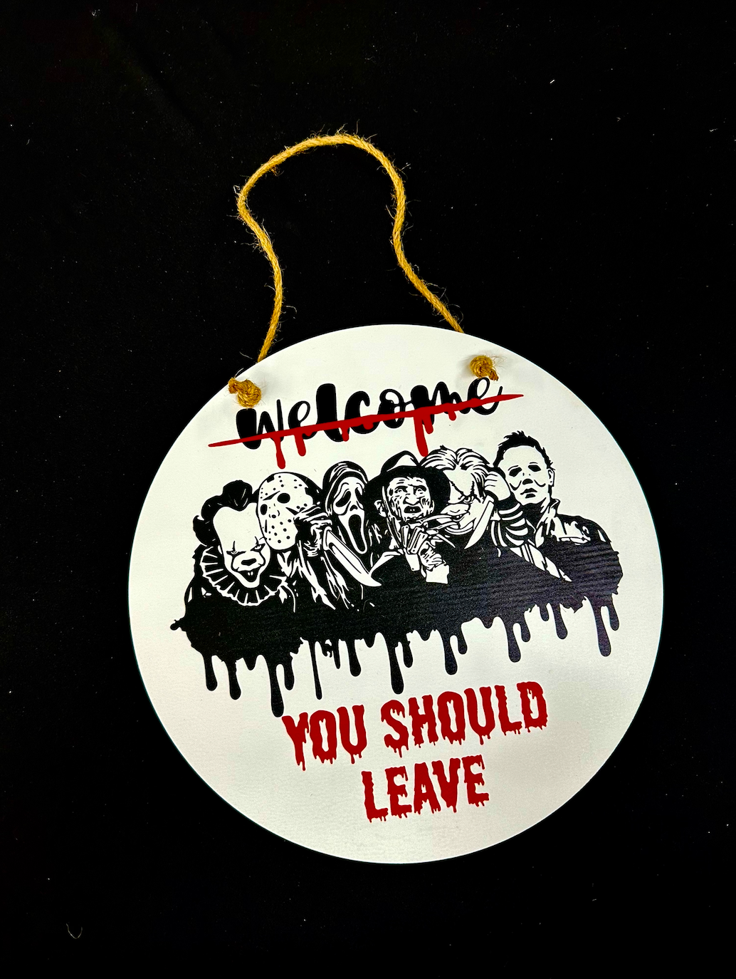 halloween horror characters scary welcome please you should leave new  Circle Door Hanger