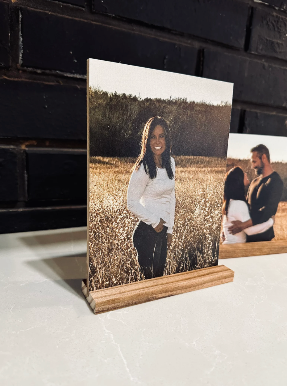 Your Personalized Photos; Removable Shelf Sitter on wood sign for your office, mantle, bedroom, wedding photos, family portrait,
