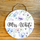 Watercolor Floral Butterfly Personalized Custom Teacher Name Spring Classroom Wood Sign