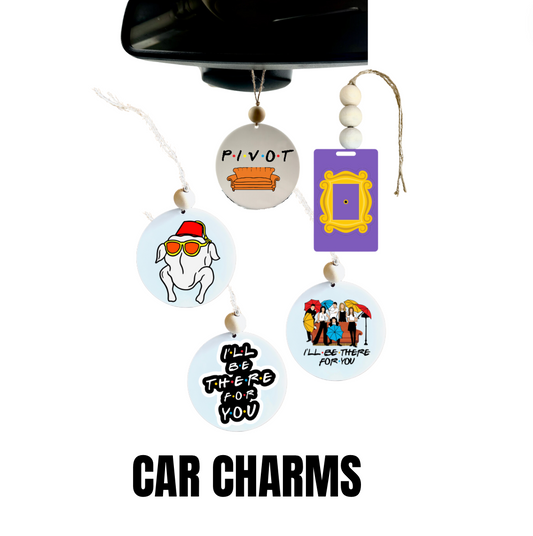 FRIENDS THEMED car charms pivot ill be there for you purple frame turkey