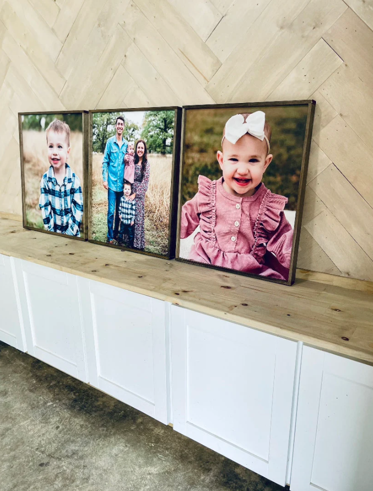 Your Family Photos; Framed Wood Photo Signs