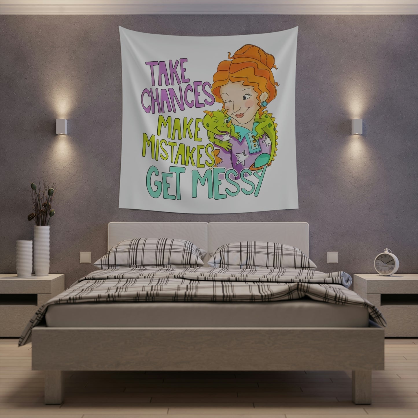 Take Chances Make mistakes Get Messy ms Frizzle Printed Wall Tapestry
