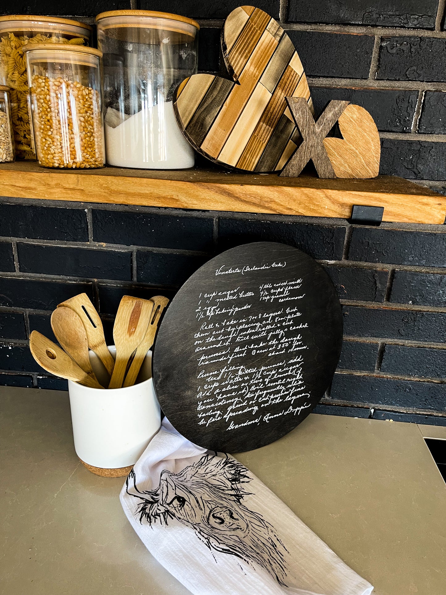 Your handwritten Recipe/Letter transferred to wood circle Sign