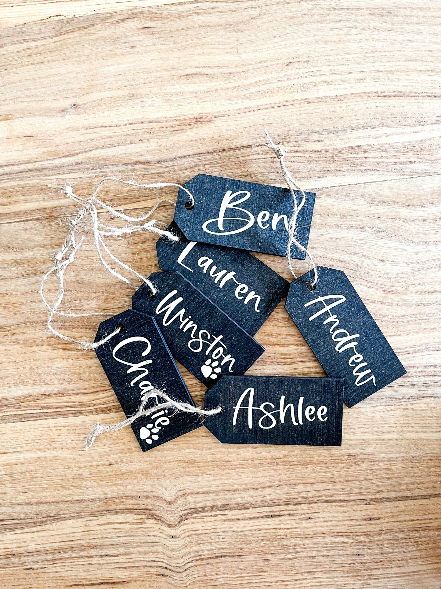 personalized wood stocking tag