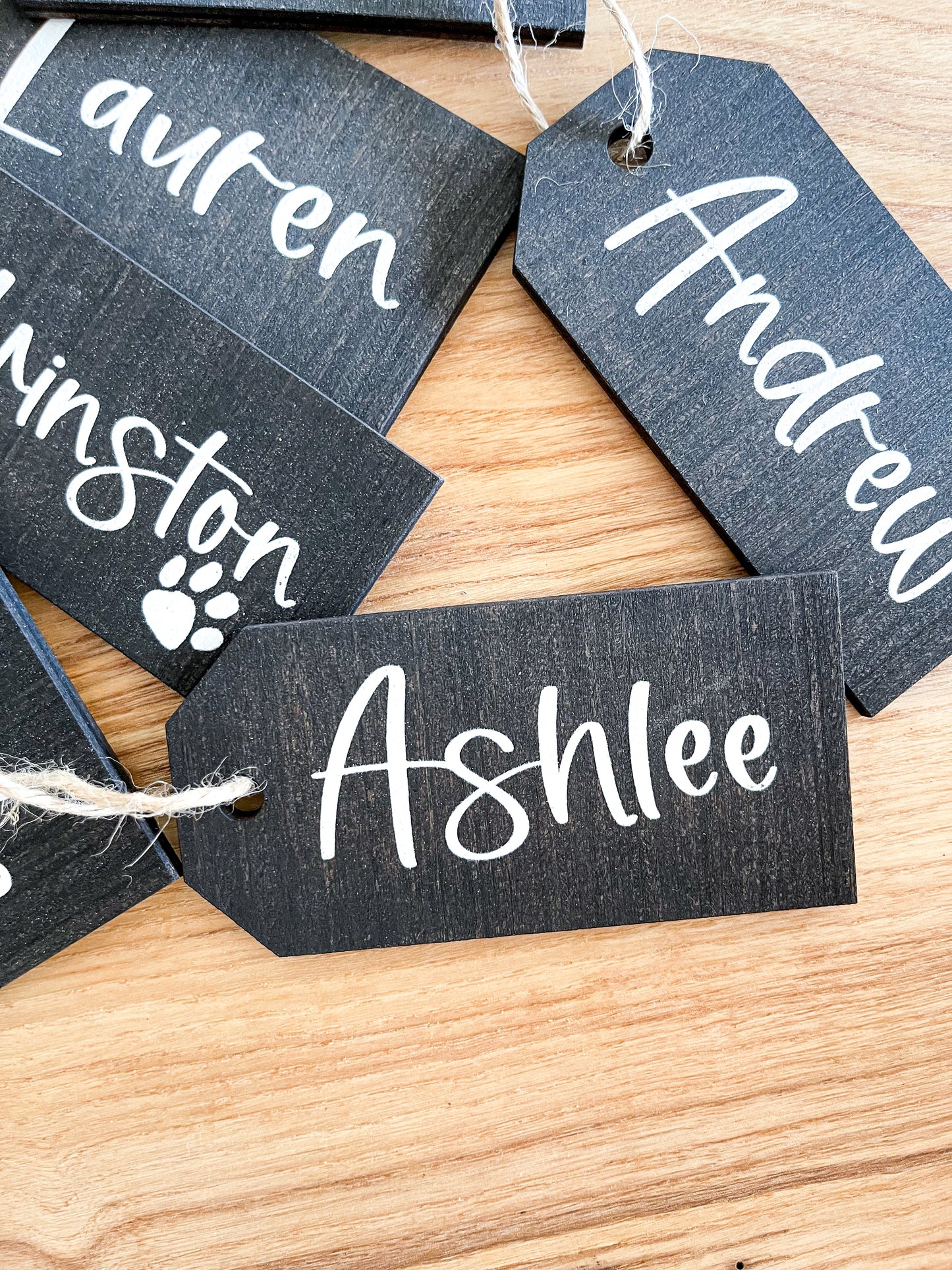 personalized wood stocking tag