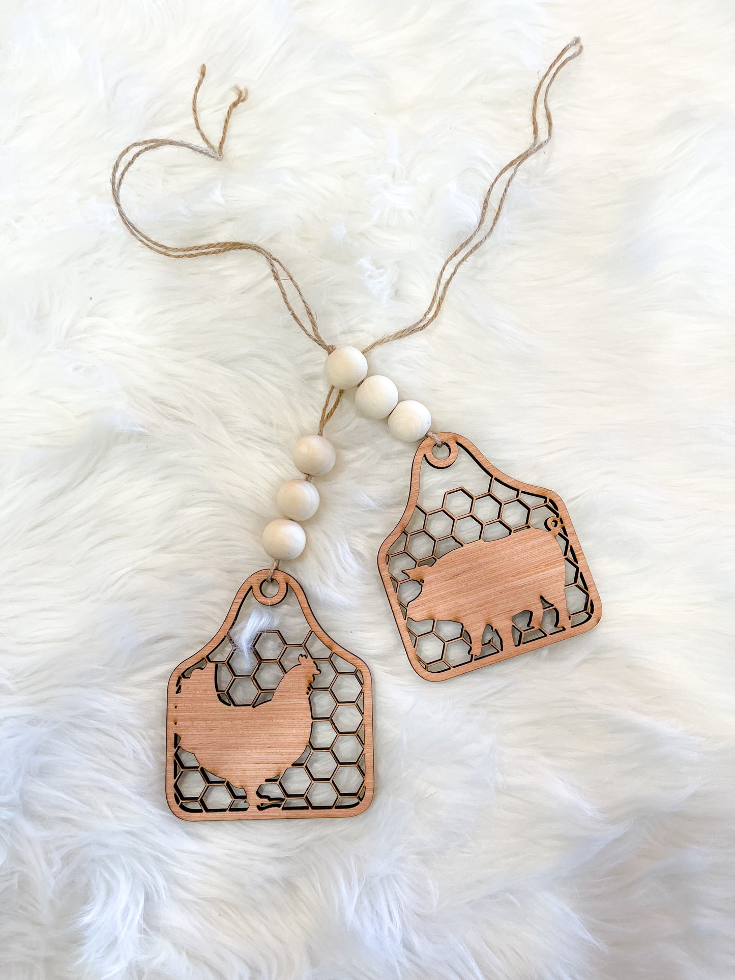 Farmhouse Car Charm Review Mirror Hanging Tag Cow Chicken Pig Mama Bead