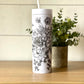 Botanical Flower Personalized Skinny Tumbler with Lid and Straw, 16 oz Matte Black Acrylic Tumbler Insulated Double Wall Plastic Reusable Cups