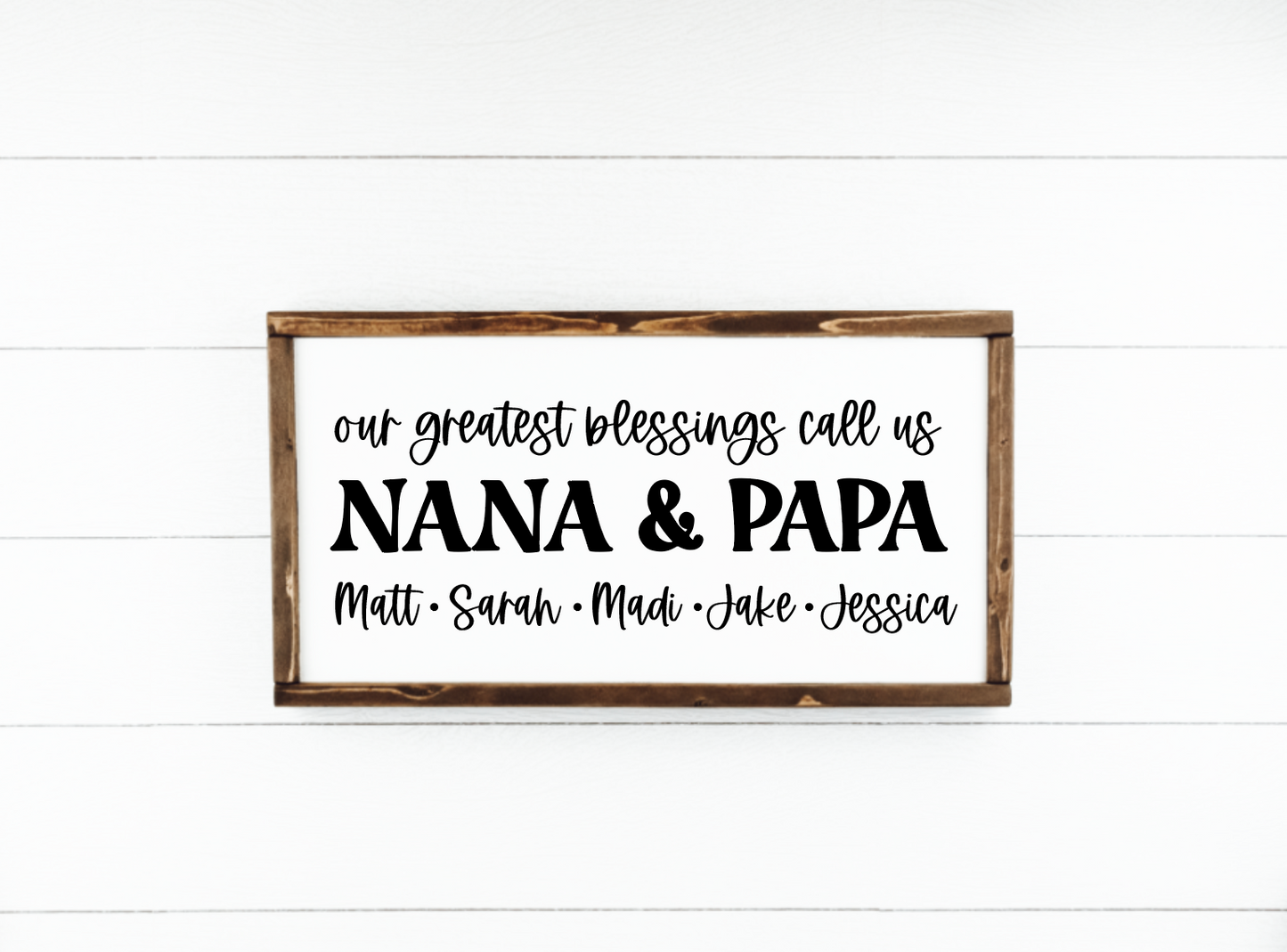 Custom Personalized Our greatest blessings call us grandparent gift christmas wood sign grandkid